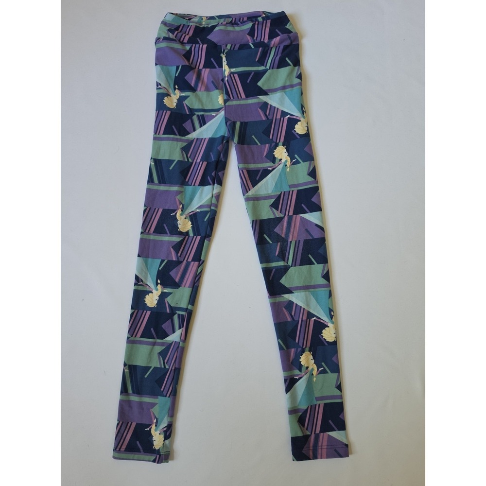 LuLaRoe Disney Soft Fabric Leggings For Girls Blue Elsa Frozen Print L/XL